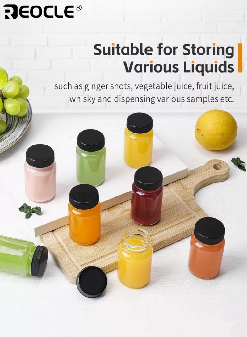 REOCLE 6pcs Glass Juice Bottles with Lids Reusable Transparent Travel Containers for Ginger Shots Health Tonics Whiskey Samples Home and Travel Use - Image 4